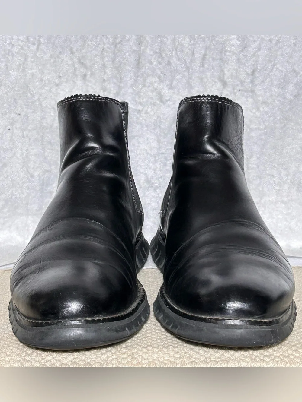 Cole Haan Mens Black Leather Zerogrand Waterproof Chelsea Pull On Boots SZ 11M